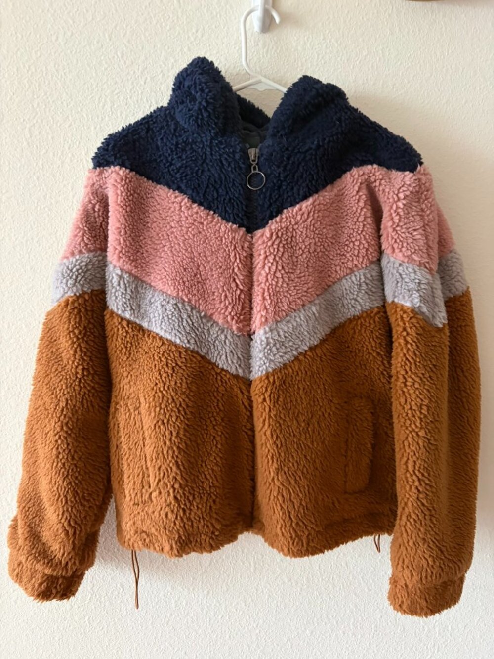 Wild Fable Colorblock Sherpa Teddy Hooded Jacket – Size M